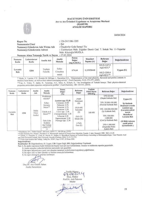 Kb Köyceğiz Balı Lavanta Balı 660 G Cam Kavanoz