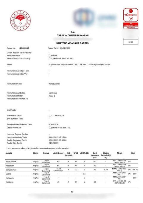 Kb Köyceğiz Yöresel Karadut Özü 1000 G